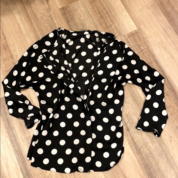 SOLD Zara Basic Polka Dot Long Sleeve Blouse💕 - Picture 4 of 4